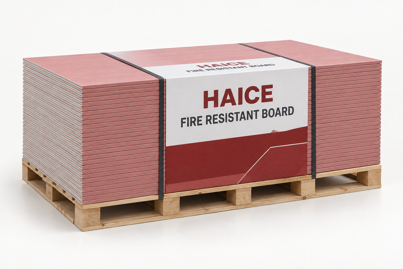 Palletized red fire-resistant gypsum board product