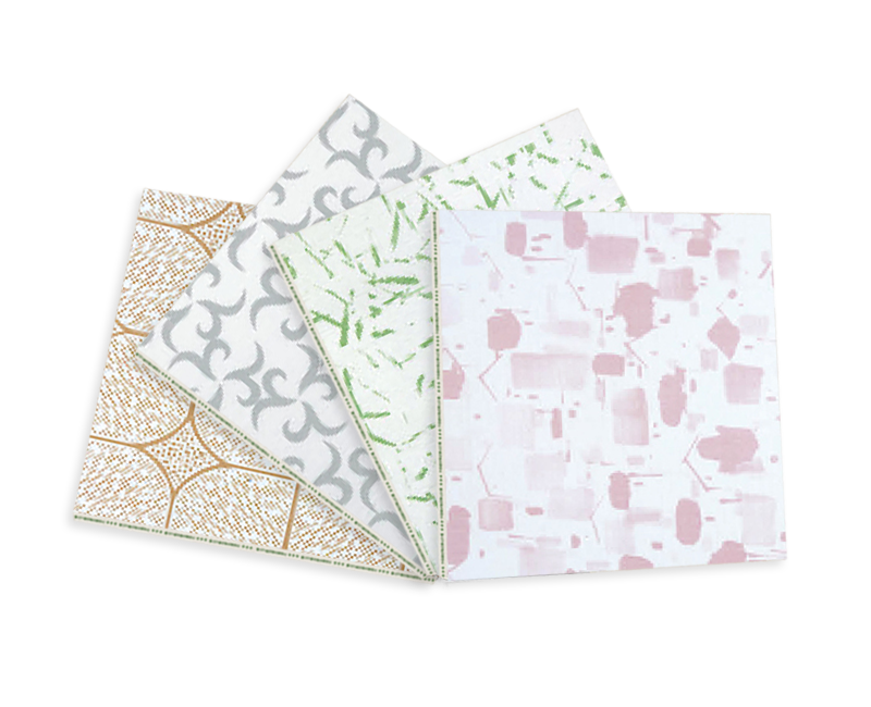 Printed decorative gypsum ceiling tiles