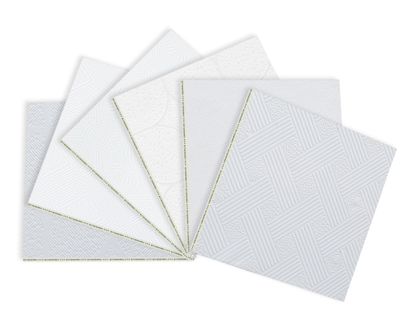 PVC-laminated gypsum ceiling tiles